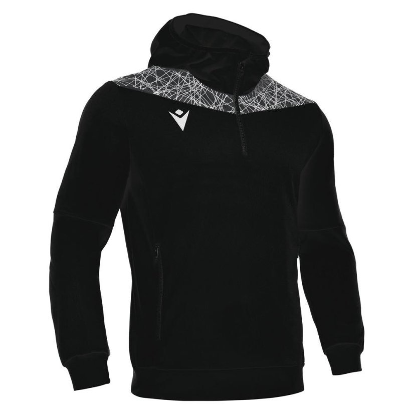 Sportovní mikina s kapucí Macron Ishtar 1/4 Zip - Barva: Černá/bílá, Velikost: 3XL