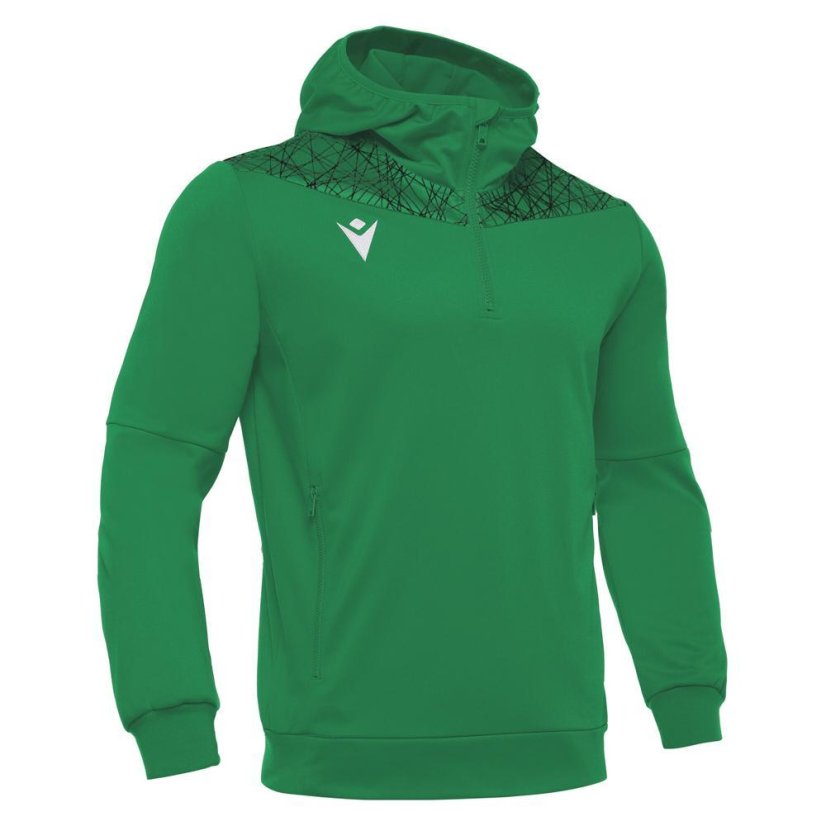 Sportovní mikina s kapucí Macron Ishtar 1/4 Zip - Barva: Černá/bílá, Velikost: 3XL