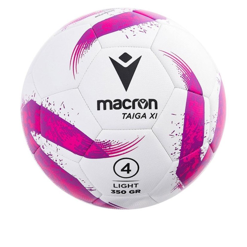 Fotbalový míč Macron Taiga XI Light - Barva: Bílá/růžová, Velikost: 5