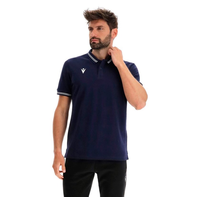 Sportovní tričko s límečkem Macron Yukar - Barva: Bílá, Velikost: 3XS