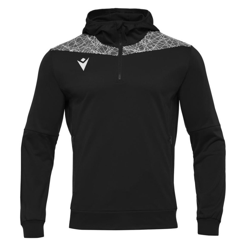 Sportovní mikina s kapucí Macron Ishtar 1/4 Zip - Barva: Černá/bílá, Velikost: 3XL
