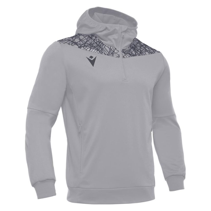 Sportovní mikina s kapucí Macron Ishtar 1/4 Zip - Barva: Černá/bílá, Velikost: 3XL