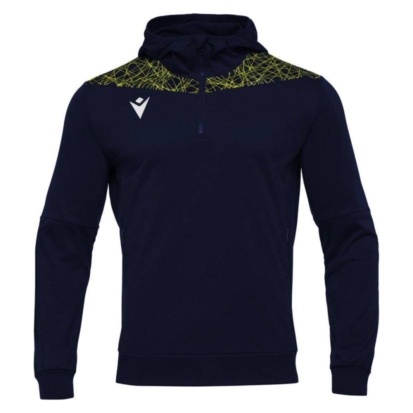 Sportovní mikina s kapucí Macron Ishtar 1/4 Zip - Barva: Černá/bílá, Velikost: 3XL