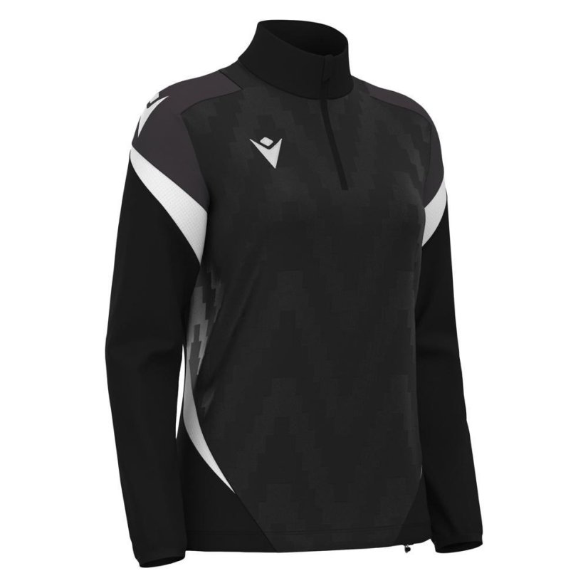 Sportovní top Macron Leona 1/4 Zip - Barva: Černá, Velikost: 3XL