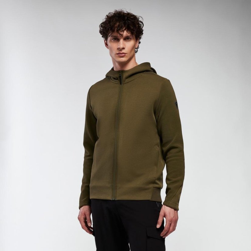 Sportovní mikina na zip s kapucí Macron Ath Icon Midnight - Barva: Army, Velikost: 4XL