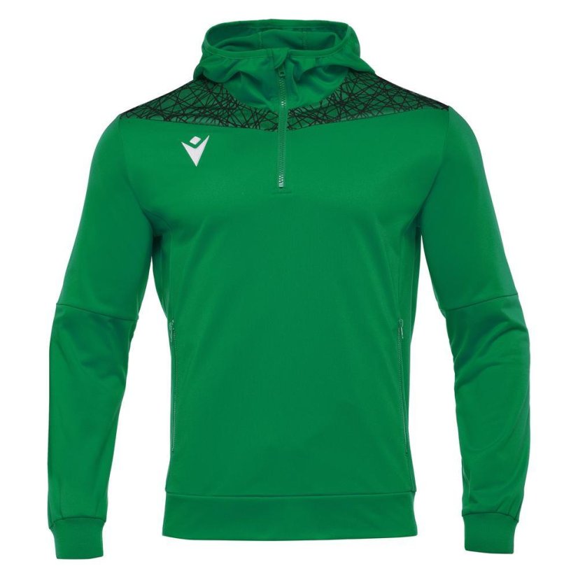 Sportovní mikina s kapucí Macron Ishtar 1/4 Zip - Barva: Černá/bílá, Velikost: 3XL