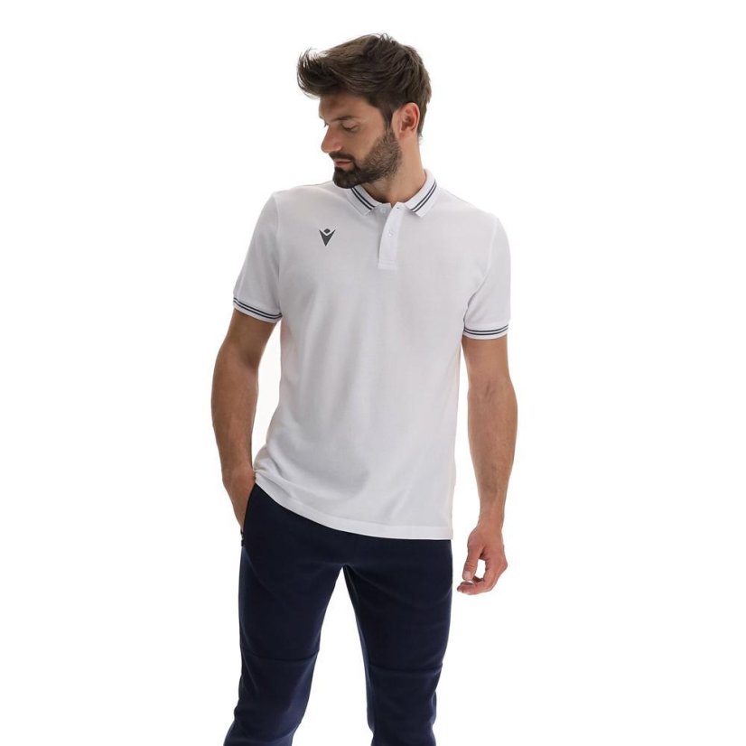 Sportovní tričko s límečkem Macron Yukar - Barva: Bílá, Velikost: 3XS