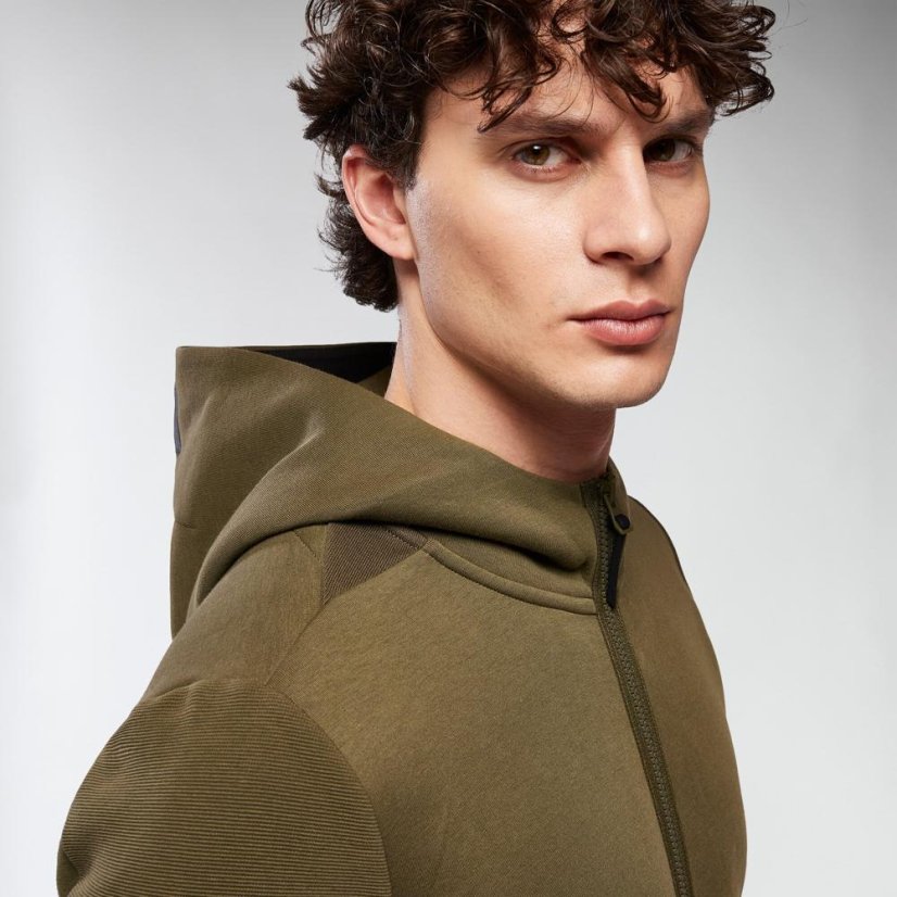 Sportovní mikina na zip s kapucí Macron Ath Icon Midnight - Barva: Army, Velikost: 4XL