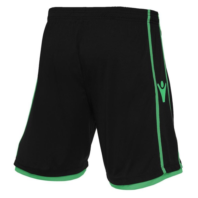 Fotbalové kraťasy Macron Algol - Barva: Černá/zelená, Velikost: 3XL