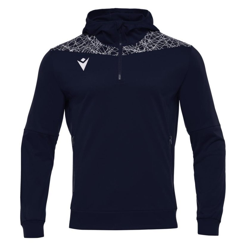 Sportovní mikina s kapucí Macron Ishtar 1/4 Zip - Barva: Černá/bílá, Velikost: 3XL