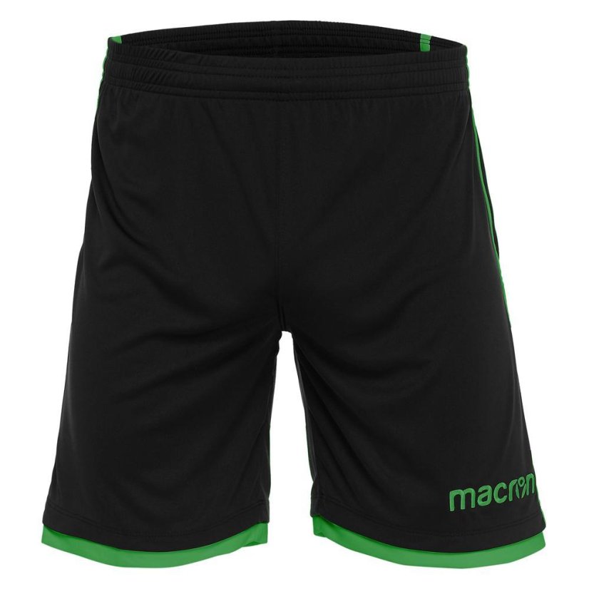 Fotbalové kraťasy Macron Algol - Barva: Černá/zelená, Velikost: 3XL