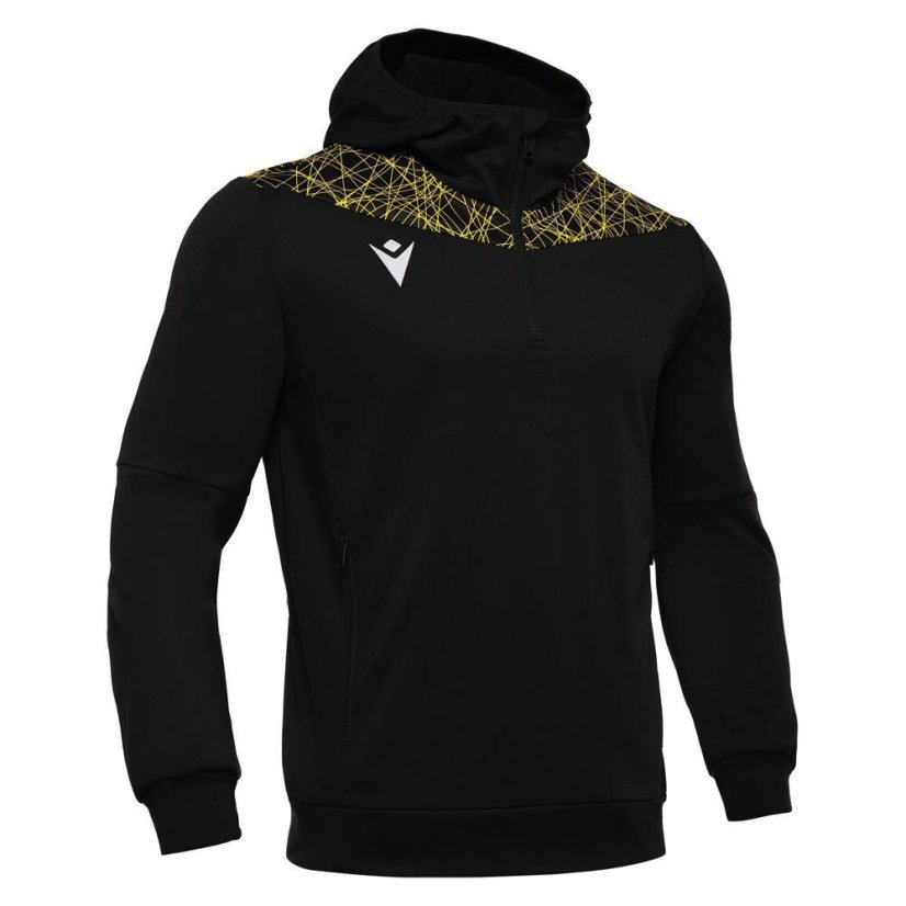 Sportovní mikina s kapucí Macron Ishtar 1/4 Zip - Farba: Čierna/biela, Veľkosť: 3XL