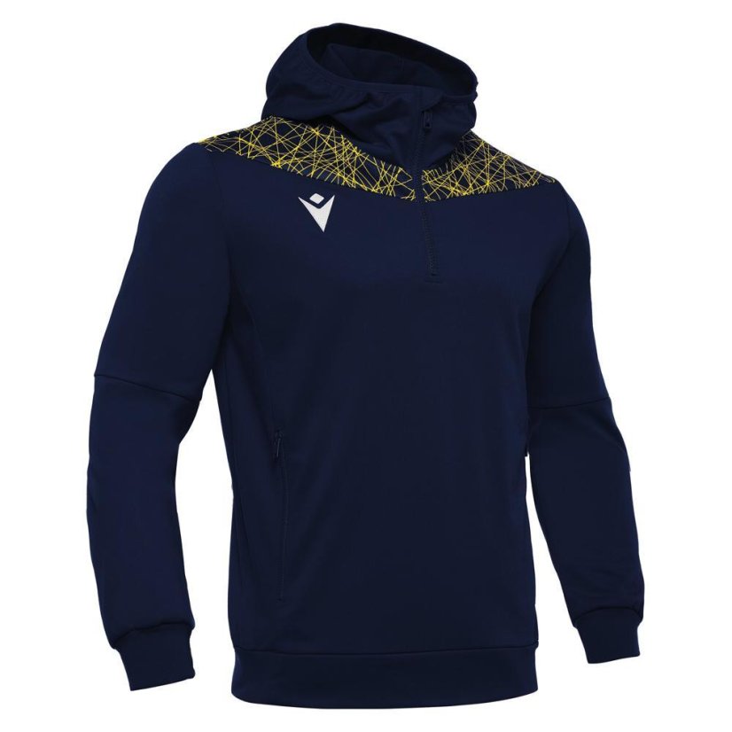 Sportovní mikina s kapucí Macron Ishtar 1/4 Zip - Farba: Čierna/biela, Veľkosť: 3XL