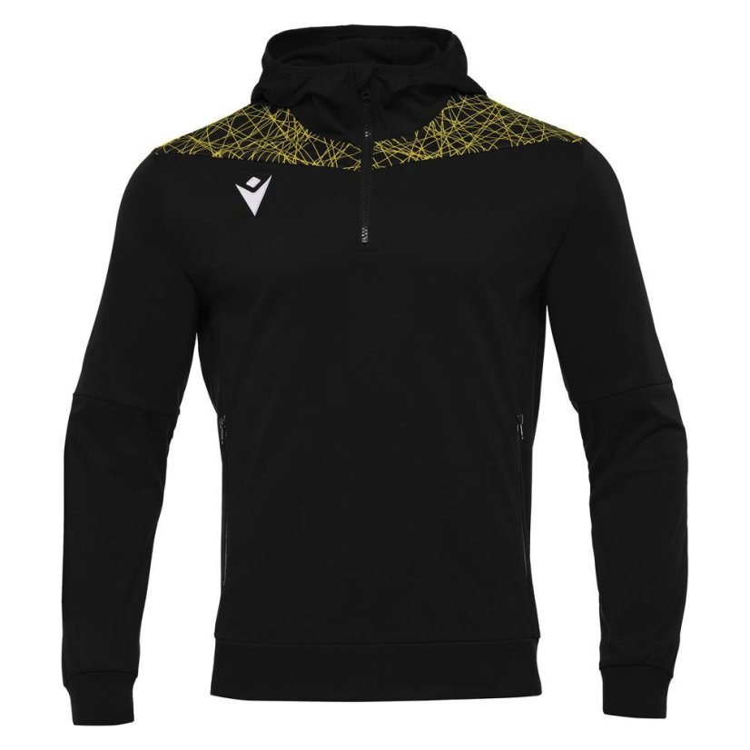 Sportovní mikina s kapucí Macron Ishtar 1/4 Zip - Barva: Černá/bílá, Velikost: 3XL